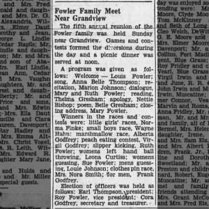 Fifth Fowler Family Reunion - Grandview, IA - 08-09-1931